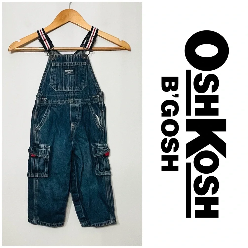OshKosh Cargo Overalls Denim Jeans‎ Carpenter Utility Family Photos 24 Months